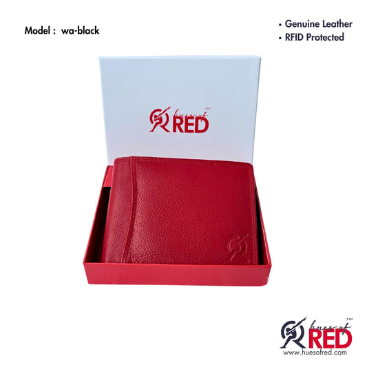 Red Colour Genuine Leather Wallet | for Men | RFID Protected | 15 Compartments